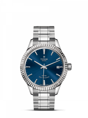 Watch Winder for watch Tudor Style Style 34 Stainless Steel / Fluted / Blue / Bracelet