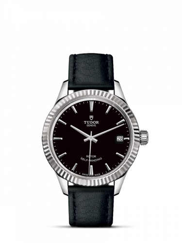 Watch Winder for watch Tudor Style Style 34 Stainless Steel / Fluted / Black / Strap