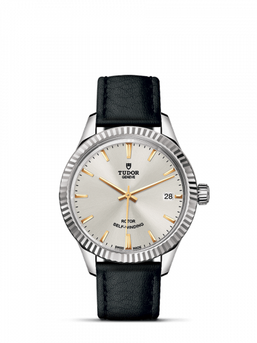 Watch Winder for watch Tudor Style Style 34 Stainless Steel / Fluted / Silver / Strap