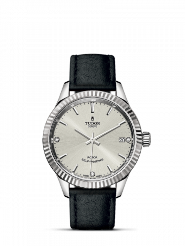 Watch Winder for watch Tudor Style Style 34 Stainless Steel / Fluted / Silver-Diamond / Strap