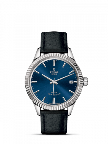 Watch Winder for watch Tudor Style Style 34 Stainless Steel / Fluted / Blue / Strap