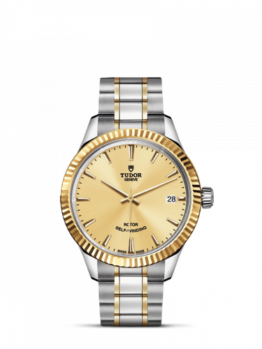 Watch Winder for watch Tudor Style Style 34 Stainless Steel / Yellow Gold / Fluted / Champagne / Bracelet