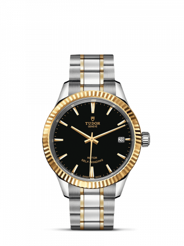 Watch Winder for watch Tudor Style Style 34 Stainless Steel / Yellow Gold / Fluted / Black / Bracelet