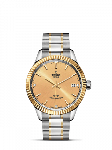 Watch Winder for watch Tudor Style Style 34 Stainless Steel / Yellow Gold / Fluted / Champagne-Diamond / Bracelet