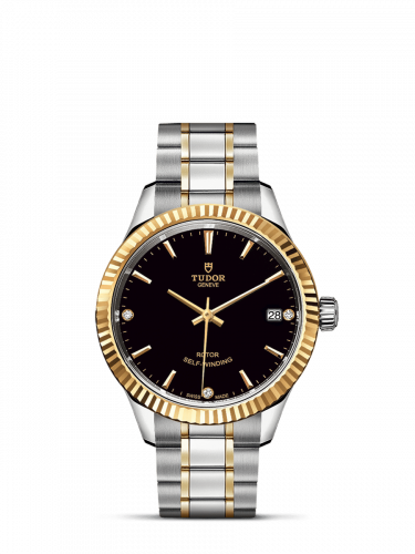 Watch Winder for watch Tudor Style Style 34 Stainless Steel / Yellow Gold / Fluted / Black-Diamond / Bracelet