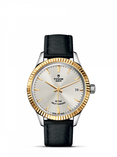 Watch Winder for watch Tudor Style Style 34 Stainless Steel / Yellow Gold / Fluted / Silver / Strap