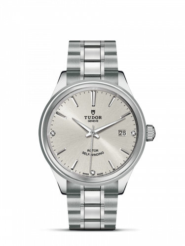 Watch Winder for watch Tudor Style Style 38 Stainless Steel / Silver-Diamond / Bracelet