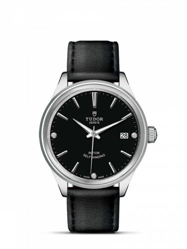 Watch Winder for watch Tudor Style Style 38 Stainless Steel / Black-Diamond / Strap