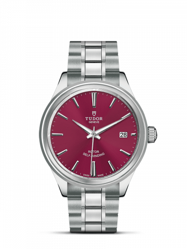 Watch Winder for watch Tudor Style Style 38 Stainless Steel / Burgundy / Bracelet