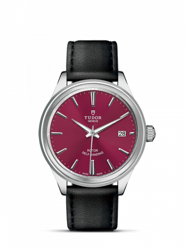 Watch Winder for watch Tudor Style Style 38 Stainless Steel / Burgundy / Strap