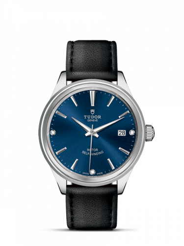 Watch Winder for watch Tudor Style Style 38 Stainless Steel / Blue-Diamond / Strap