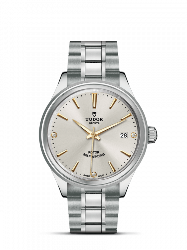 Watch Winder for watch Tudor Style Style 38 Stainless Steel / Silver-Diamond / Bracelet