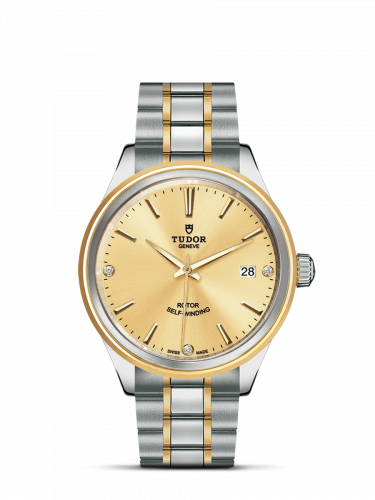 Watch Winder for watch Tudor Style Style 38 Stainless Steel / Yellow Gold / Champagne-Diamond / Bracelet