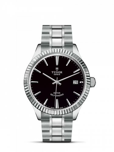 Watch Winder for watch Tudor Style Style 38 Stainless Steel / Fluted / Black / Bracelet