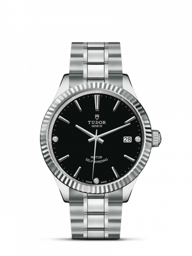 Watch Winder for watch Tudor Style Style 38 Stainless Steel / Fluted / Black-Diamond / Bracelet