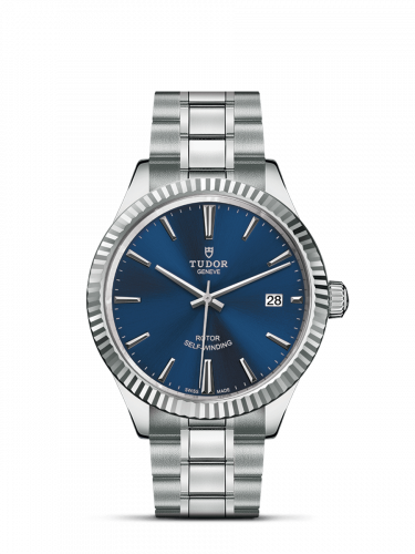 Watch Winder for watch Tudor Style Style 38 Stainless Steel / Fluted / Blue / Bracelet