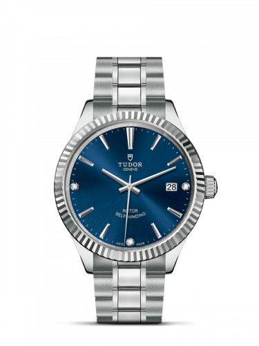 Watch Winder for watch Tudor Style Style 38 Stainless Steel / Fluted / Blue-Diamond / Bracelet
