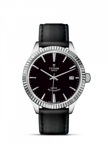 Watch Winder for watch Tudor Style Style 38 Stainless Steel / Fluted / Black / Strap