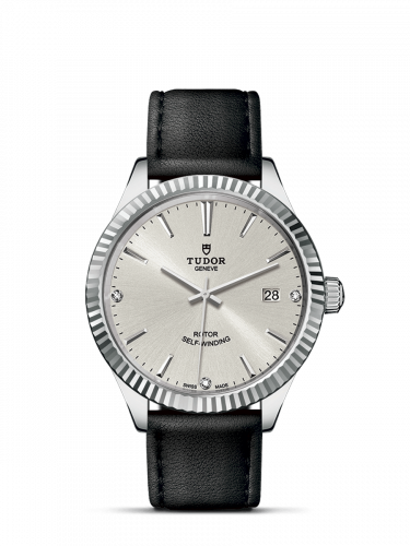 Watch Winder for watch Tudor Style Style 38 Stainless Steel / Fluted / Silver-Diamond / Strap