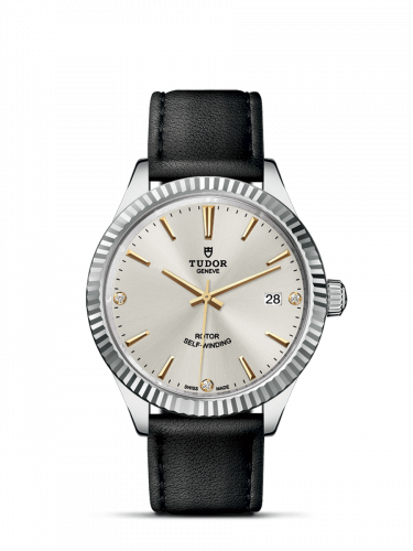 Watch Winder for watch Tudor Style Style 38 Stainless Steel / Fluted / Silver-Diamond / Strap