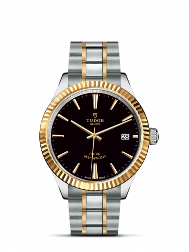 Watch Winder for watch Tudor Style Style 38 Stainless Steel / Yellow Gold / Fluted / Black / Bracelet