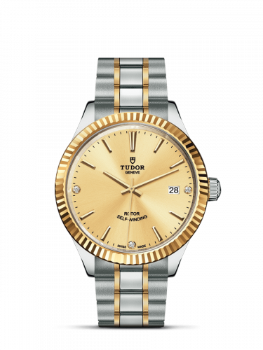 Watch Winder for watch Tudor Style Style 38 Stainless Steel / Yellow Gold / Fluted / Champagne-Diamond / Bracelet