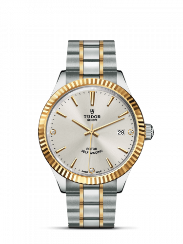 Watch Winder for watch Tudor Style Style 38 Stainless Steel / Yellow Gold / Fluted / Silver-Diamond / Bracelet