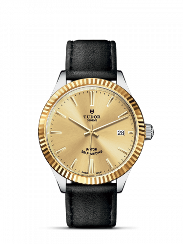 Watch Winder for watch Tudor Style Style 38 Stainless Steel / Yellow Gold / Fluted / Champagne / Strap