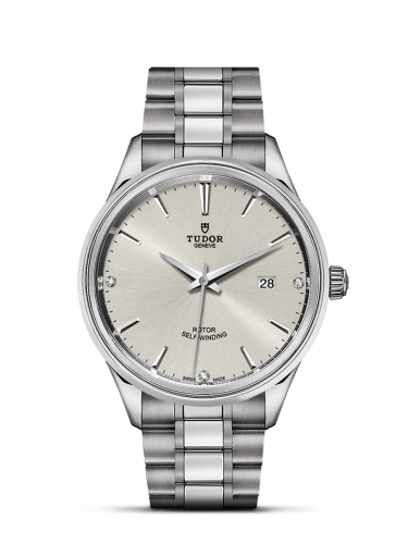 Watch Winder for watch Tudor Style Style 41 Stainless Steel / Silver-Diamond / Bracelet