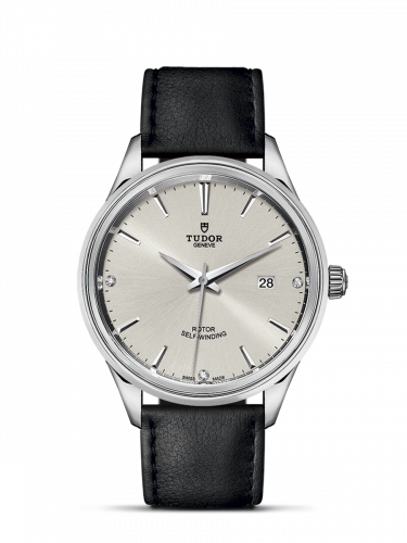 Watch Winder for watch Tudor Style Style 41 Stainless Steel / Silver-Diamond / Strap