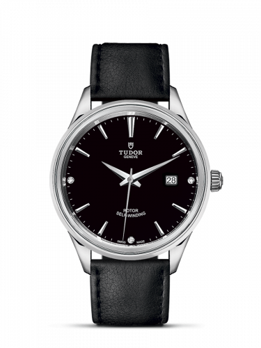 Watch Winder for watch Tudor Style Style 41 Stainless Steel / Black-Diamond / Strap