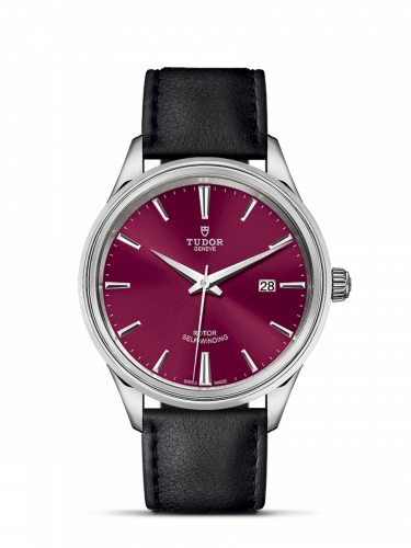 Watch Winder for watch Tudor Style Style 41 Stainless Steel / Burgundy / Strap