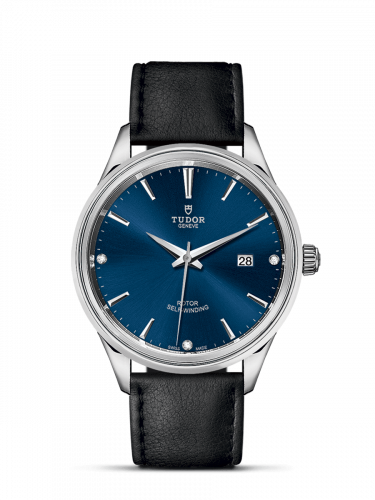 Watch Winder for watch Tudor Style Style 41 Stainless Steel / Blue-Diamond / Strap