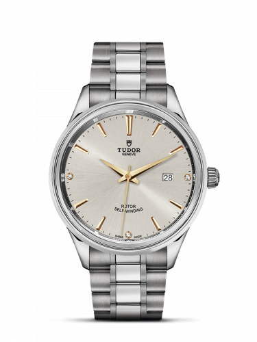 Watch Winder for watch Tudor Style Style 41 Stainless Steel / Silver-Diamond / Bracelet