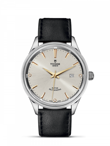 Watch Winder for watch Tudor Style Style 41 Stainless Steel / Silver-Diamond / Strap