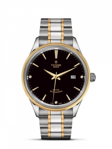 Watch Winder for watch Tudor Style Style 41 Stainless Steel / Yellow Gold / Black-Diamond / Bracelet