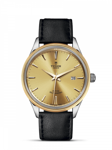 Watch Winder for watch Tudor Style Style 41 Stainless Steel / Yellow Gold / Champagne / Strap