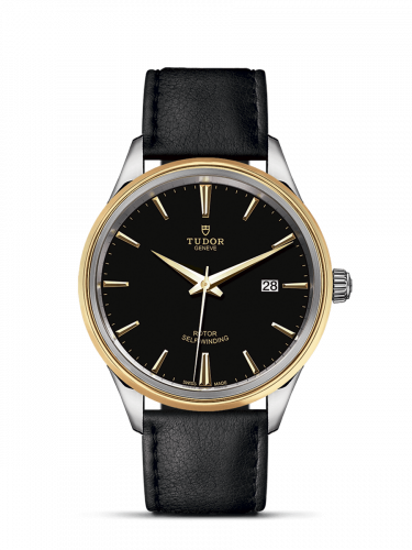 Watch Winder for watch Tudor Style Style 41 Stainless Steel / Yellow Gold / Black / Strap