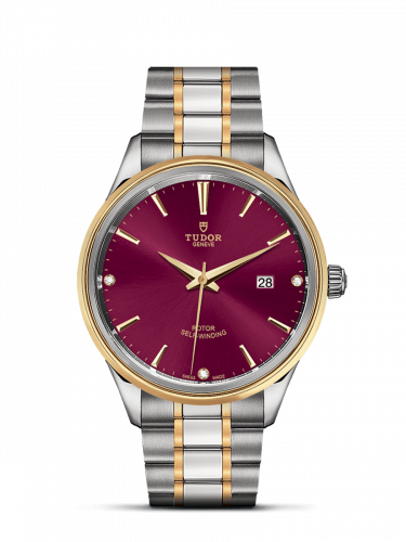 Watch Winder for watch Tudor Style Style 41 Stainless Steel / Yellow Gold / Burgundy-Diamond / Bracelet