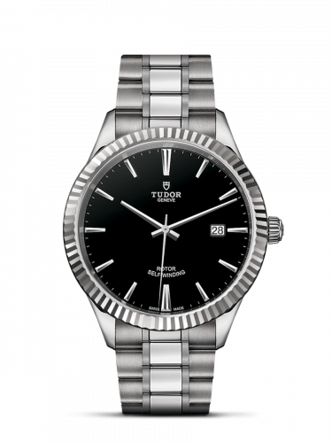 Watch Winder for watch Tudor Style Style 41 Stainless Steel / Fluted / Black / Bracelet