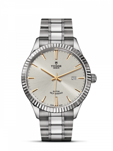 Watch Winder for watch Tudor Style Style 41 Stainless Steel / Fluted / Silver / Bracelet