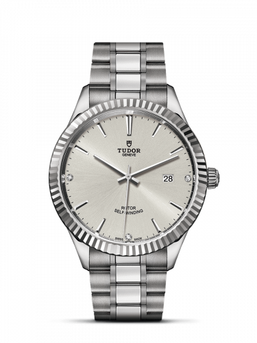 Watch Winder for watch Tudor Style Style 41 Stainless Steel / Fluted / Silver-Diamond / Bracelet