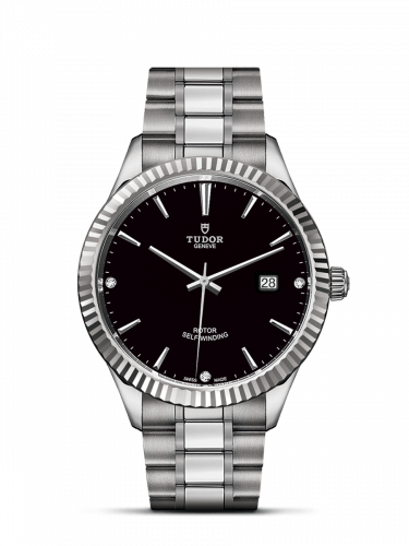 Watch Winder for watch Tudor Style Style 41 Stainless Steel / Fluted / Black-Diamond / Bracelet