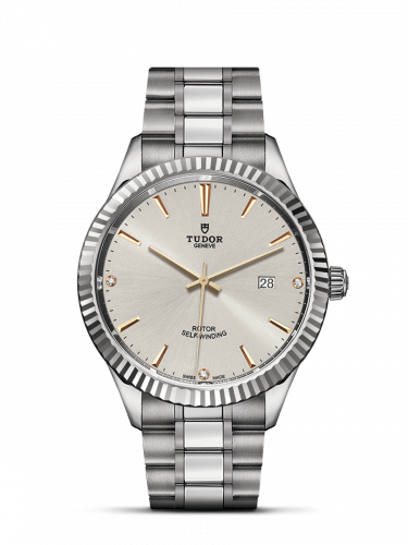 Watch Winder for watch Tudor Style Style 41 Stainless Steel / Fluted / Silver-Diamond / Bracelet