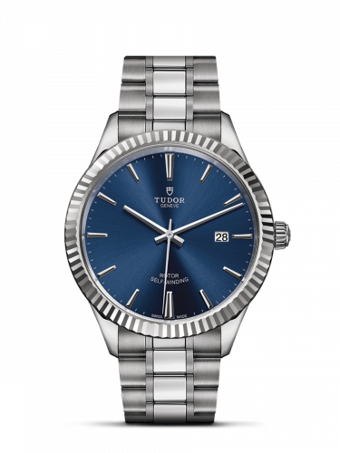 Watch Winder for watch Tudor Style Style 41 Stainless Steel / Fluted / Blue / Bracelet