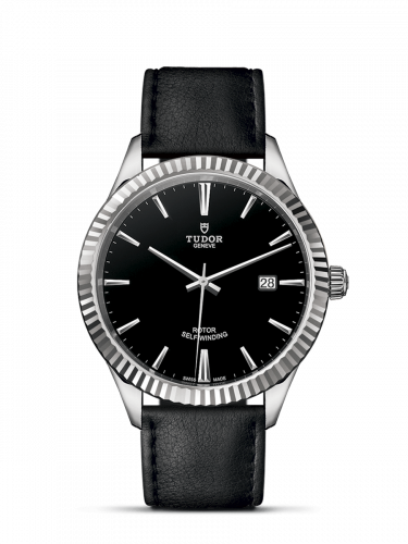 Watch Winder for watch Tudor Style Style 41 Stainless Steel / Fluted / Black / Strap