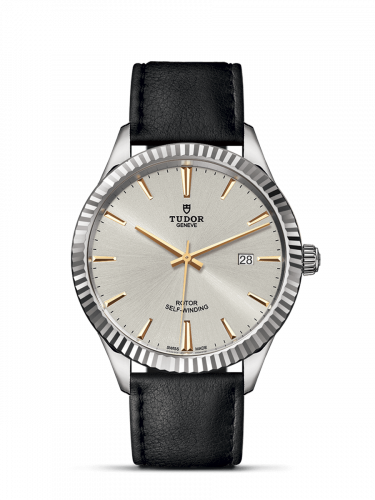 Watch Winder for watch Tudor Style Style 41 Stainless Steel / Fluted / Silver / Strap