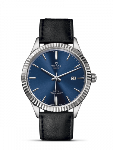 Watch Winder for watch Tudor Style Style 41 Stainless Steel / Fluted / Blue / Strap