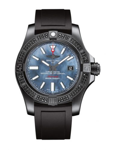 Remontoir à montres pour montre Breitling Avenger Avenger II Seawolf Noire Steel / Bleu MOP / Rubber