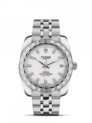 Remontoir à montres pour montre Tudor Classic Classic 38 Stainless Steel / Fluted / Blanc / Bracelet